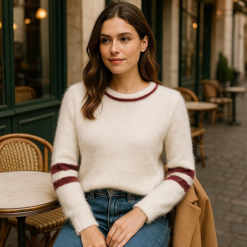 Copper Key Fuzzy Knit Sweater – Cozy Y2K Retro Revival (Women’s XL)